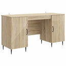 vidaXL Asztal polcokkal Sonoma Tölgy 142,5 x 50 x 75 cm Szerelt Fa