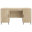 vidaXL Asztal polcokkal Sonoma Tölgy 142,5 x 50 x 75 cm Szerelt Fa