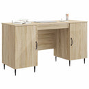 vidaXL Asztal polcokkal Sonoma Tölgy 142,5 x 50 x 75 cm Szerelt Fa