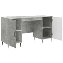 vidaXL Asztal polcokkal Betonszürke 142,5 x 50 x 75 cm Szerelt Fa