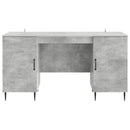 vidaXL Asztal polcokkal Betonszürke 142,5 x 50 x 75 cm Szerelt Fa