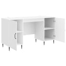 vidaXL Asztal polcokkal Magasfényű Fehér 142,5 x 50 x 75 cm Szerelt Fa