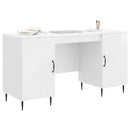 vidaXL Asztal polcokkal Magasfényű Fehér 142,5 x 50 x 75 cm Szerelt Fa