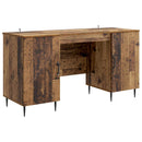 vidaXL Asztal polcokkal ajtóval Antik Fa 142,5 x 50 x 75 cm Szerelt Fa