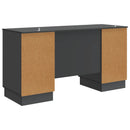 vidaXL Asztal polcokkal tárolóval Fekete 142,5 x 50 x 75 cm Szerelt Fa