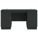 vidaXL Asztal polcokkal tárolóval Fekete 142,5 x 50 x 75 cm Szerelt Fa