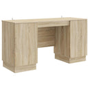 vidaXL Asztal polcokkal Sonoma Tölgy 142,5 x 50 x 75 cm Szerelt Fa