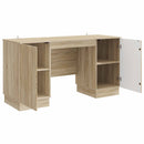 vidaXL Asztal polcokkal Sonoma Tölgy 142,5 x 50 x 75 cm Szerelt Fa