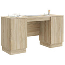 vidaXL Asztal polcokkal Sonoma Tölgy 142,5 x 50 x 75 cm Szerelt Fa