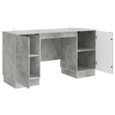 vidaXL Asztal polcokkal Betonszürke 142,5 x 50 x 75 cm Szerelt Fa