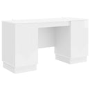 vidaXL Asztal polcokkal Magasfényű Fehér 142,5 x 50 x 75 cm Szerelt Fa