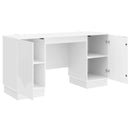 vidaXL Asztal polcokkal Magasfényű Fehér 142,5 x 50 x 75 cm Szerelt Fa