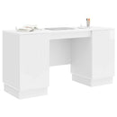 vidaXL Asztal polcokkal Magasfényű Fehér 142,5 x 50 x 75 cm Szerelt Fa