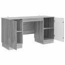 vidaXL Asztal polcokkal Szürke Sonoma 142,5 x 50 x 75 cm Szerelt Fa