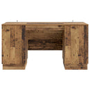 vidaXL Asztal polcokkal ajtóval Antik Fa 142,5 x 50 x 75 cm Szerelt Fa