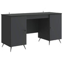 vidaXL Asztal polcokkal tárolóval Fekete 142,5 x 50 x 75 cm Szerelt Fa
