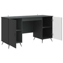 vidaXL Asztal polcokkal tárolóval Fekete 142,5 x 50 x 75 cm Szerelt Fa