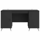 vidaXL Asztal polcokkal tárolóval Fekete 142,5 x 50 x 75 cm Szerelt Fa
