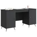 vidaXL Asztal polcokkal tárolóval Fekete 142,5 x 50 x 75 cm Szerelt Fa