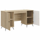 vidaXL Asztal polcokkal Sonoma Tölgy 142,5 x 50 x 75 cm Szerelt Fa