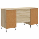 vidaXL Asztal polcokkal Sonoma Tölgy 142,5 x 50 x 75 cm Szerelt Fa