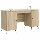 vidaXL Asztal polcokkal Sonoma Tölgy 142,5 x 50 x 75 cm Szerelt Fa