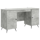 vidaXL Asztal polcokkal Betonszürke 142,5 x 50 x 75 cm Szerelt Fa