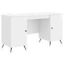 vidaXL Asztal polcokkal Magasfényű Fehér 142,5 x 50 x 75 cm Szerelt Fa