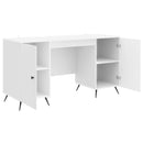 vidaXL Asztal polcokkal Magasfényű Fehér 142,5 x 50 x 75 cm Szerelt Fa