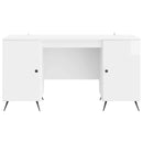 vidaXL Asztal polcokkal Magasfényű Fehér 142,5 x 50 x 75 cm Szerelt Fa