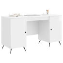 vidaXL Asztal polcokkal Magasfényű Fehér 142,5 x 50 x 75 cm Szerelt Fa