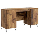 vidaXL Asztal polcokkal ajtóval Antik Fa 142,5 x 50 x 75 cm Szerelt Fa