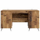 vidaXL Asztal polcokkal ajtóval Antik Fa 142,5 x 50 x 75 cm Szerelt Fa