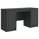 vidaXL Asztal polcokkal tárolóval Fekete 142,5 x 50 x 75 cm Szerelt Fa