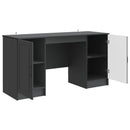 vidaXL Asztal polcokkal tárolóval Fekete 142,5 x 50 x 75 cm Szerelt Fa
