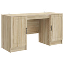 vidaXL Asztal polcokkal Sonoma Tölgy 142,5 x 50 x 75 cm Szerelt Fa