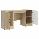 vidaXL Asztal polcokkal Sonoma Tölgy 142,5 x 50 x 75 cm Szerelt Fa