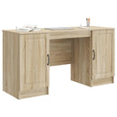 vidaXL Asztal polcokkal Sonoma Tölgy 142,5 x 50 x 75 cm Szerelt Fa