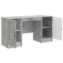 vidaXL Asztal polcokkal Betonszürke 142,5 x 50 x 75 cm Szerelt Fa