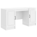 vidaXL Asztal polcokkal Magasfényű Fehér 142,5 x 50 x 75 cm Szerelt Fa