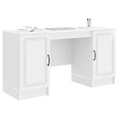 vidaXL Asztal polcokkal Magasfényű Fehér 142,5 x 50 x 75 cm Szerelt Fa