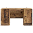vidaXL Asztal polcokkal ajtóval Antik Fa 142,5 x 50 x 75 cm Szerelt Fa