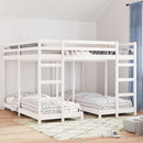 vidaXL Háromszintes emeletes ágykeret Fehér 200 x 200 cm Tömör fenyőfa