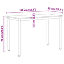 vidaXL Étkezőasztal Fehér 110 x 55 x 75 cm Tömör fenyőfa