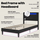 vidaXL Ágykeret LED szalagokkal fejtámlával Fekete 90 x 190 cm Műbőr