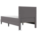 vidaXL Ágykeret LED szalagokkal fejtámlával Szürke 90 x 190 cm Műbőr