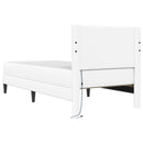 vidaXL Ágykeret LED szalagokkal fejtámlával Fehér 90 x 190 cm Műbőr