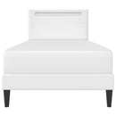 vidaXL Ágykeret LED szalagokkal fejtámlával Fehér 90 x 190 cm Műbőr