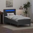 vidaXL Ágykeret LED szalagokkal fejtámlával Szürke 90 x 200 cm Műbőr