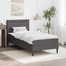 vidaXL Ágykeret LED szalagokkal fejtámlával Szürke 90 x 200 cm Műbőr